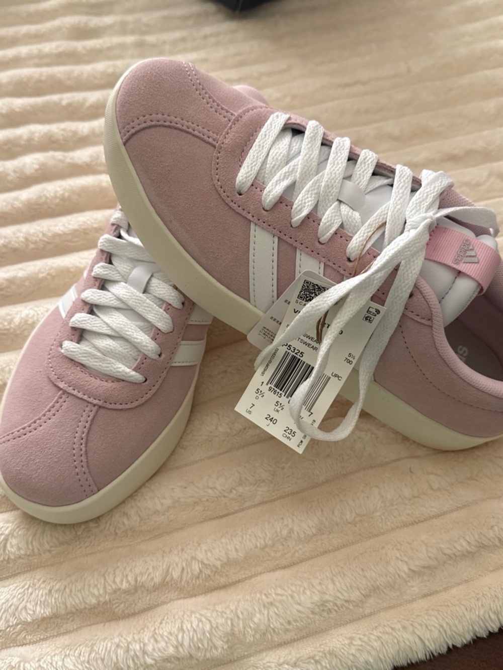adidas Women's Dusty Pink Suede Low-Top Sneakers with White Stripes